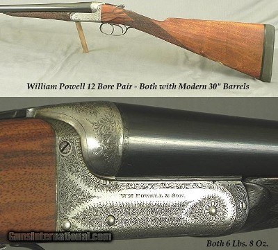 WILLIAM POWELL- 12 BORE PAIR- BOXLOCK EJECT- MODERN 30