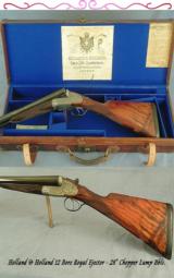 HOLLAND & HOLLAND 12 ROYAL- EXC VALUE- 28" CHOPPER LUMP Bbls.- EXC GUN INSIDE & OUT- CASED - 1 of 4