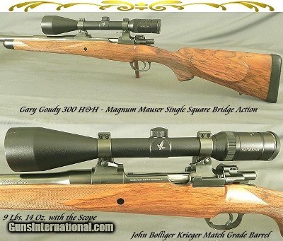 GOUDY 300 H&H- MAG MAUSER SINGLE SQUARE BRIDGE- BOLLIGER INSTALLED KRIEGER MATCH GRADE BARREL