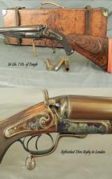 HOLLAND & HOLLAND 8 BORE FULLY RIFLED- EXC & STOUT GUN INSIDE & OUT- EXC PLUS BORES- 1886- MASSIVE OAK & LEATHER TRUNK - 2 of 8