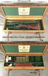 HOLLAND & HOLLAND 8 BORE FULLY RIFLED- EXC & STOUT GUN INSIDE & OUT- EXC PLUS BORES- 1886- MASSIVE OAK & LEATHER TRUNK - 1 of 8
