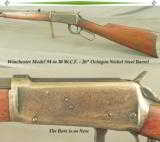WINCHESTER MOD 94- 30 W.C.F.- 26" OCTAGON NICKEL STEEL Bbl.- 1926- EXC PLUS BORE - 1 of 3