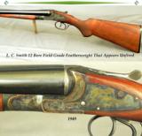 L. C. SMITH- 12 BORE THAT REMAINS as NEW & APPEARS UNFIRED- 98% ORIG COND- 1949- 28" Bbls.- 99% ORIG CASE COLORS - 1 of 4