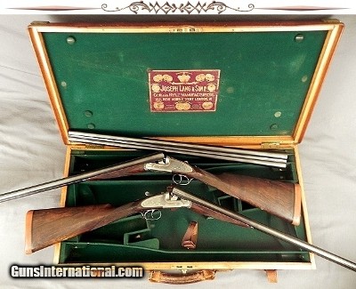 JOSEPH LANG 12 SIDELOCK PAIR- VERY NICE 1913 PAIR- BUILT for C. LEDYARD BLAIR- #1 GUN with an EXTRA BARREL- ALL 28" CHOPPER LUMP
