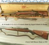 RODDA 11.2 x 72 SCHULER- by AUGUST SCHULER for RODDA- 1928 SUHL MADE MAUSER- THE BORE as NEW - ORIG SINCE DAY
ONE- ORIG TRUNK CASE - 1 of 6