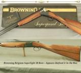 BROWNING BELGIUM 20 SUPERLIGHT- 1970- APPEARS UNFIRED in the BOX- 26 1/2" V R Bbls.- ORIG. I.C. & M- OVERALL a 99% + GUN - 1 of 4