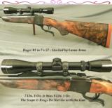RUGER #1 7 x 57- CUSTOM STOCK by LUXUS WALNUT-NOW LUXUS ARMS- OUTSTANDING PIECE of WOOD- ACCURATE- OVERALL as NEW - 1 of 3