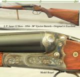 J. P. SAUER- 12- 1954 QUALITY- MOD ROYAL- 30" EJECT Bbls.- ORIG & EXC COND- NO SLING SWIVELS- NO CHEEKPIECE- SST - 1 of 5