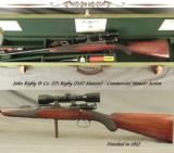 RIGBY 275 (7 X57 Mauser)- INTERMEDIATE MAUSER ACTION- 1912- EXC PLUS BORE- Q D LEVER SCOPE MOUNT- 4X ZEISS- CASED - 1 of 7