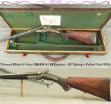 THOMAS BLAND- 500/450 #1 EXP- EXC PLUS BORES- VERY NICE UNDERLEVER HAMMER RIFLE- HENRY'S PATENT STEEL BARRELS - 1 of 5