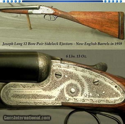 LANG 12 BORE SIDELOCK PAIR- NEW Bbls. in ENGLAND in 1959- A SOLID 1896 PAIR- 28