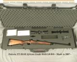 DAKOTA 375 H&H AFRICAN GRADE w/ 1/4 RIB- W/ SPARE SYNTHETIC STOCK & SUPER TRAVEL CASE- VERY ACCURATE- TALLEY QD MOUNTS - 1 of 6