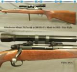 WINCHESTER MOD 70 PRE-64- 300 H&H- 1953- EXC & ORIG- PERIOD BAUSCH & LOMB 4x in B & L MOUNTS- NICE RIFLE - 1 of 4
