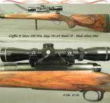 GRIFFIN & HOWE 338 WIN. MAG. PRE-64 MOD 70- ABOUT 1961- G&H SIDE MOUNT- 1/4 RIB with 3 LEAF FOLDING SIGHTS- EXC. WOOD - 1 of 4