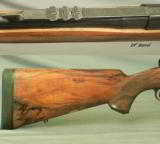 GRIFFIN & HOWE 338 WIN. MAG. PRE-64 MOD 70- ABOUT 1961- G&H SIDE MOUNT- 1/4 RIB with 3 LEAF FOLDING SIGHTS- EXC. WOOD - 3 of 4