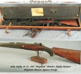 RIGBY 350 MAG RIMLESS- SINGLE SQUARE MAG MAUSER- BUILT in 1924- EXC PLUS BORE- ORIG CASE- EVERY SERIAL # MATCHES - 1 of 7