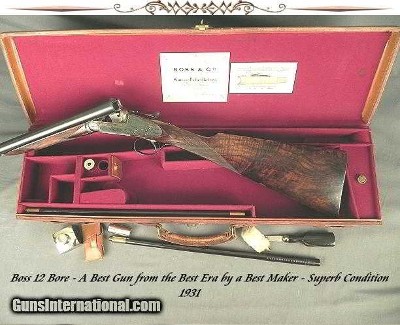 BOSS SxS 1931- A BEST GUN from the BEST ERA by a BEST MAKER- SUPERB ORIG & CORRECT GOLDEN ERA- 85% ORIG CASE
COLORS- DELUXE WOOD- 12 BORE