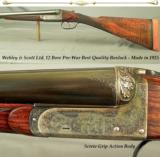 WEBLEY & SCOTT Ltd. 12 BEST QUALITY BOXLOCK EJECT- 1925- GOLDEN ERA & NOT PRODUCED LIKE THIS AFTER WWII- SCREW GRIP ACTION - 1 of 6