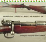 RIGBY 275 (7 X57 Mauser)- MAUSER ACTION- SOLD NOV. 5, 1936- EXC. BORE- ALL ORIGINAL PIECE THAT REMAINS VERY HONEST - 1 of 5