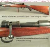 WESTLEY RICHARDS 318 EXPRESS- MAUSER ACTION- FROM STORAGE in a INDIAN TEMPLE- APPEARS UNFIRED- MADE ABOUT 1923 - 1 of 4