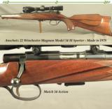 ANSCHUTZ 22 WIN. MAG. MOD 54 M SPORTER- 1978- MATCH 54 ACTION- LEUPOLD 3 x 9 E.F.R.- DETACHABLE SCOPE RINGS- OPEN SIGHTS - 1 of 3