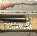 CHAPUIS 470 LEFT HAND N E- NEW & UNFIRED- MODEL BROUSSE- UPGRADE 5A WOOD- 95% FLORAL ENGRAVING & GAME SCENE- 2 RECOIL REDUCERS - 1 of 4