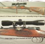 BRNO 6.5x57 MADE in 1947- OUTSTANDING ENGRAVING & STOCK CARVING- MOD 22F- NEAT SMALL RING MAUSER ACTION- FULL LENGTH STOCK - 1 of 10