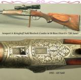 KRIEGHOFF 16 OVER 8 x 72R SAUER BOXLOCK COMBO- 1932 SUHL- BEST 300 SERIES ACTION- BOTH BORES are EXC- SINGLE TRIGGER- AMMO AVAILABLE - 1 of 5