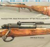 PACHMAYR 25-06- PRE-64 MOD 70 WIN. ACTION- EXC. PIECE of WOOD- EXC. BROKEN POINT PATTERN CHECKERING- APEX MATCH GRADE Bbl. - 1 of 4