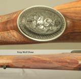 DALE GOENS 270 WIN.- PRE-64 MOD 70 ACTION- ENGRAVED- CLASSIC STYLE with VERY NICE WORKMANSHIP- GOENS WRAP AROUND FLEUR-DE-LIS CHECKERING - 4 of 5