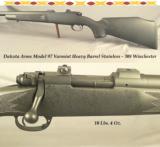 DAKOTA 308 WIN. MOD 97 VARMINT STAINLESS HEAVY BARREL- 26" BARREL with AAC MUZZLE BRAKE- SATIN BLACK METAL COATING- 3 SHOT GROUP at .532" - 1 of 4