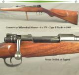 MAUSER- COMMERCIAL OBERNDORF in 8 x 57- TYPE B- 24" ROUND Bbl.- EXC. BORE- NEVER DRILLED or TAPPED- 1903- EVERY NUMBER MATCHES - 1 of 4