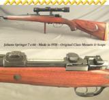 JOHANN SPRINGER7 x 64 MADE in 1938- MAUSER ACTION- ORIG CLAW MOUNTS w/ KAHLES 4X60- 1/4 RIB- DOUBLE SET TRIGGERS- 20% ENGRAVING- EXC. COND. - 1 of 4