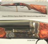 CHAPUIS 470 MOD PH1- UPGRADED WOOD- 1/4 RIB with EXPRESS SIGHTS- 15 7/16" LOP- OVERALL COND. at 99%- 11 Lbs 6 Oz.- BORES as NEW- CASE COLORED - 1 of 4