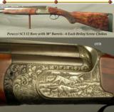 PERAZZI SC3 12 BORE- 30" VENT RIB BARRELS- 6 EACH BRILEY SCREW CHOKES- 95% COVERAGE of GAME SCENE ENGRAVING- EXCELLENT WOOD - 1 of 4