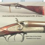 CHARLES SMITH- 16 BORE 1993 BIRMINGHAM NITRO PROVED REBOUNDING HAMMER GAME GUN- 30" Bbls.- UNDER-SNAP-ACTION PURDEY THUMBHOLE LEVER - 1 of 5
