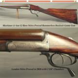 MORTIMER 12 BORE LONDON NITRO PROVED 30" EXTRACTOR DAMACUS- BUILT in 1881- 85% ENGRAVING COVERAGE- LEVER COCKED UNDER LEVER - 1 of 5