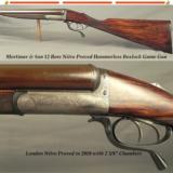 MORTIMER 12 BORE LONDON NITRO PROVED 30" EXTRACTOR DAMACUS- BUILT in 1881- 85% ENGRAVING COVERAGE- LEVER COCKED UNDER LEVER - 1 of 5