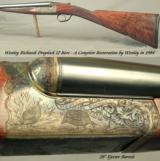 WESTLEY RICHARDS DROPLOCK 12- COMPLETE REDO by WESTLEY in 1984- NEW BARRELS- NEW STOCK- FRESH CASE COLORS- NICE GAME SCENE ENGRAVED - 1 of 7