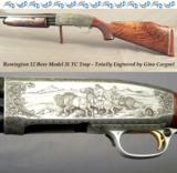 REMINGTON 12 MOD 31 TC TRAP- TOTALLY ENGRAVED by GINO CARGNEL- AMERICAN INDIAN SCENES, BISON & a LOT OF FLORAL BORDER- EXC. WOOD - 1 of 8