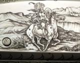 REMINGTON 12 MOD 31 TC TRAP- TOTALLY ENGRAVED by GINO CARGNEL- AMERICAN INDIAN SCENES, BISON & a LOT OF FLORAL BORDER- EXC. WOOD - 4 of 8