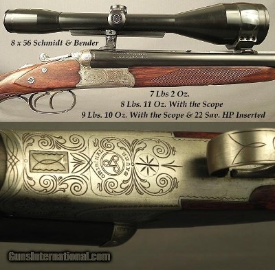 J. P. SAUER & SOHN 16 x 16 x 7 x 57R- 1963- FACTORY FULL LENGTH 22 SAV. HI-POWER INSERT Bbl.- FACTORY CLAW MOUNTS w/ RAIL 8 x 56 SCHMIDT & BENDER - Image 2 of 5
