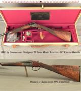 RBL by CONN. SHOTGUN- 28 BORE- MOD. RESERVE- OVERALL COND. 99%- NICE WOOD- 28" Bbls.- DOUBLE TRIGGERS- STRAIGHT STOCK at 14 1/2"- CASED - 1 of 6