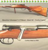 MANNLICHER SCHOENAUER 7 x 57 MAUSER MOD. MC CARBINE- MADE in 1959- 20" Bbl.- DOUBLE SET TRIGGERS- OVERALL 96% - TOTALLY ORIGINAL- NICE - 1 of 4