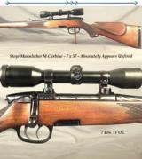 STEYR MANNLICHER M CARBINE in 7 x 57- ABSOLUTELY APPEARS UNFIRED- DOUBLE SET TRIGGERS- FULL LENGTH STOCK- MADE 1977- ZEISS 4x32 - 1 of 3