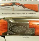 BROWNING BELGIUM 20- 1958- ROUND KNOB LONG TANG- 28" V R Bbls.- CHOKES OPENED to SKT & SKT- SOLID HUNTING PIECE - OVERALL a 92% PIECE- BORES as N - 1 of 3