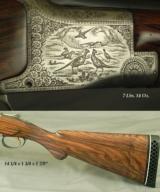 BROWNING BELGIUM 12 GRADE III FIGHTING COCKS- FUNKEN ENGRAVED- CUSTOM ORDERED in 1958 for the LEFT HAND & BUYERS NAME in GOLD on TOP TANG - 2 of 4