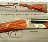 KRIEGHOFF 500 3" N. E. MOD. CLASSIC BIG FIVE- EXCELLENT WOOD- 35% of WELL CUT ENGRAVING COVERAGE- SCALLOPED FRAME- BORES ARE NEW- 15 1/8" LO - 1 of 4