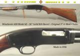 WINCHESTER MODEL 42 in 410 BORE- 26" FACTORY SOLID RIB Bbl.- ORIG. 1956 MODEL 42- ORIG. 3" CHAMBER- FACTORY MOD. CHOKE- OVERALL 92-93% - 1 of 4