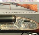 AYA 16 SIDELOCK EJECT MOD No. 2- MADE 1955- 98% COVERAGE of SCROLL- DOUBLE TRIGGERS- 27 1/2" CHOPPER LUMP Bbls.- REMAINS in 99% COND.- NICE WOOD - 1 of 4